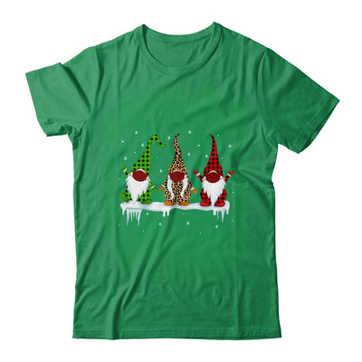 Three Gnomes Wearing Christmas Mask Buffalo Plaid Leopard T-Shirt & Sweatshirt | Teecentury.com