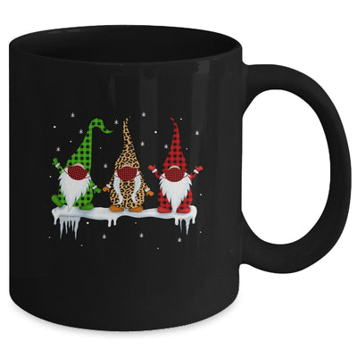 Three Gnomes Wearing Christmas Mask Buffalo Plaid Leopard Mug Coffee Mug | Teecentury.com