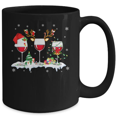 Three Wine Glasses Santa Hat Christmas Wine Lover Xmas Mug Coffee Mug | Teecentury.com