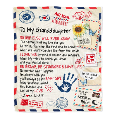 Personalized To My Granddaughter From Grandma Nana Blanket Letter Airmail The Strength Of My Love For You Granddaughter Birthday Christmas Fleece Blanket Blanket | Teecentury.com