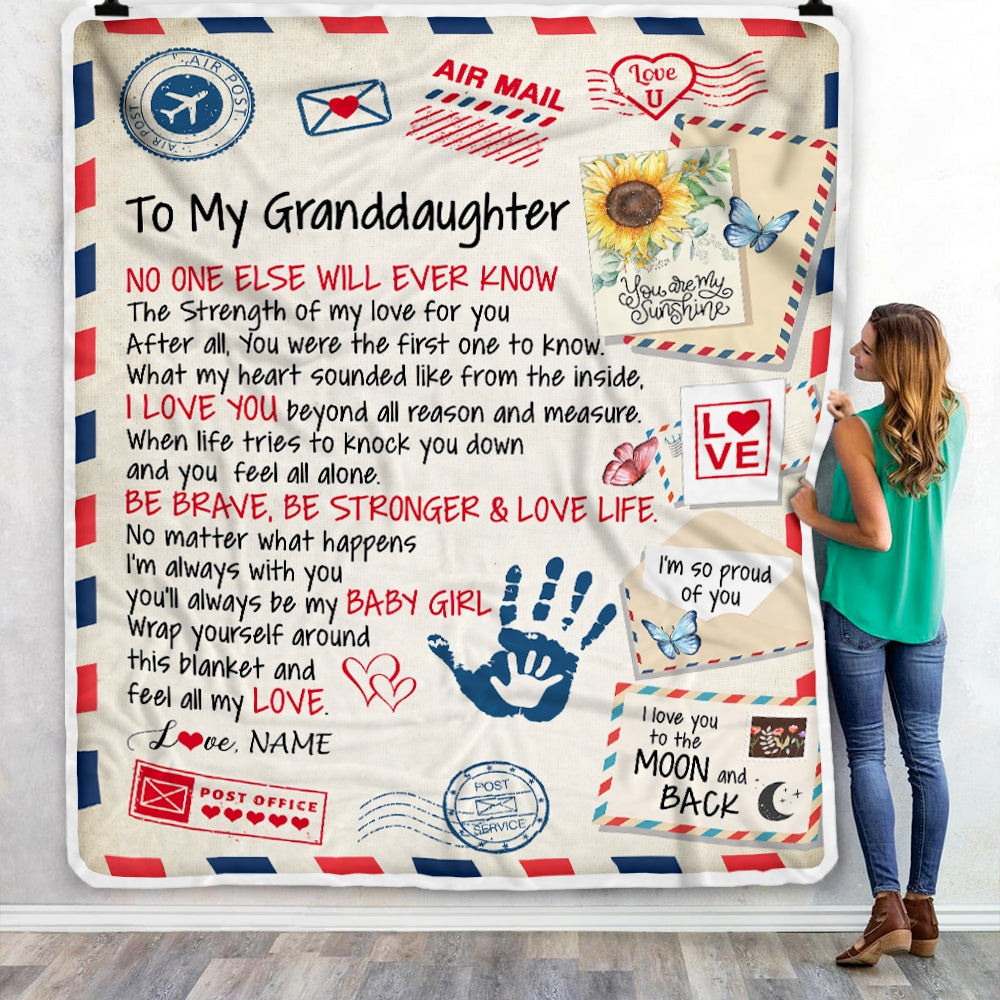 Personalized To My Granddaughter From Grandma Nana Blanket Letter Airmail The Strength Of My Love For You Granddaughter Birthday Christmas Fleece Blanket Blanket | Teecentury.com