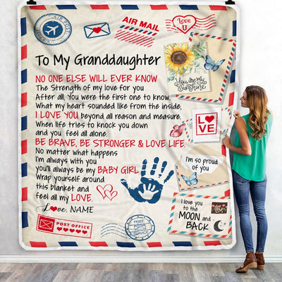 Personalized To My Granddaughter From Grandma Nana Blanket Letter Airmail The Strength Of My Love For You Granddaughter Birthday Christmas Fleece Blanket Blanket | Teecentury.com