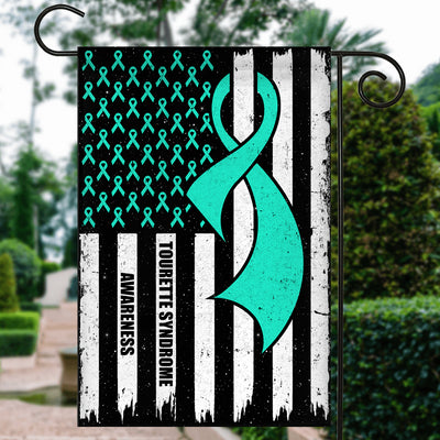 Tourette Syndrome Awareness America Flag Teal Ribbon Flag | Teecentury.com