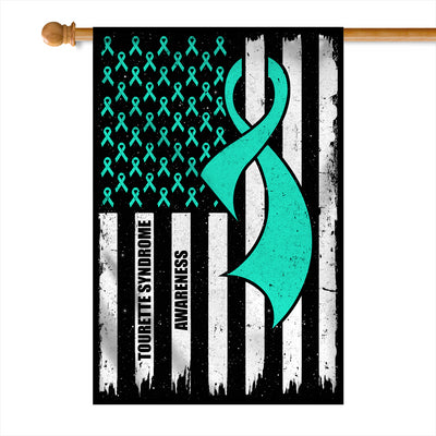 Tourette Syndrome Awareness America Flag Teal Ribbon Flag | Teecentury.com