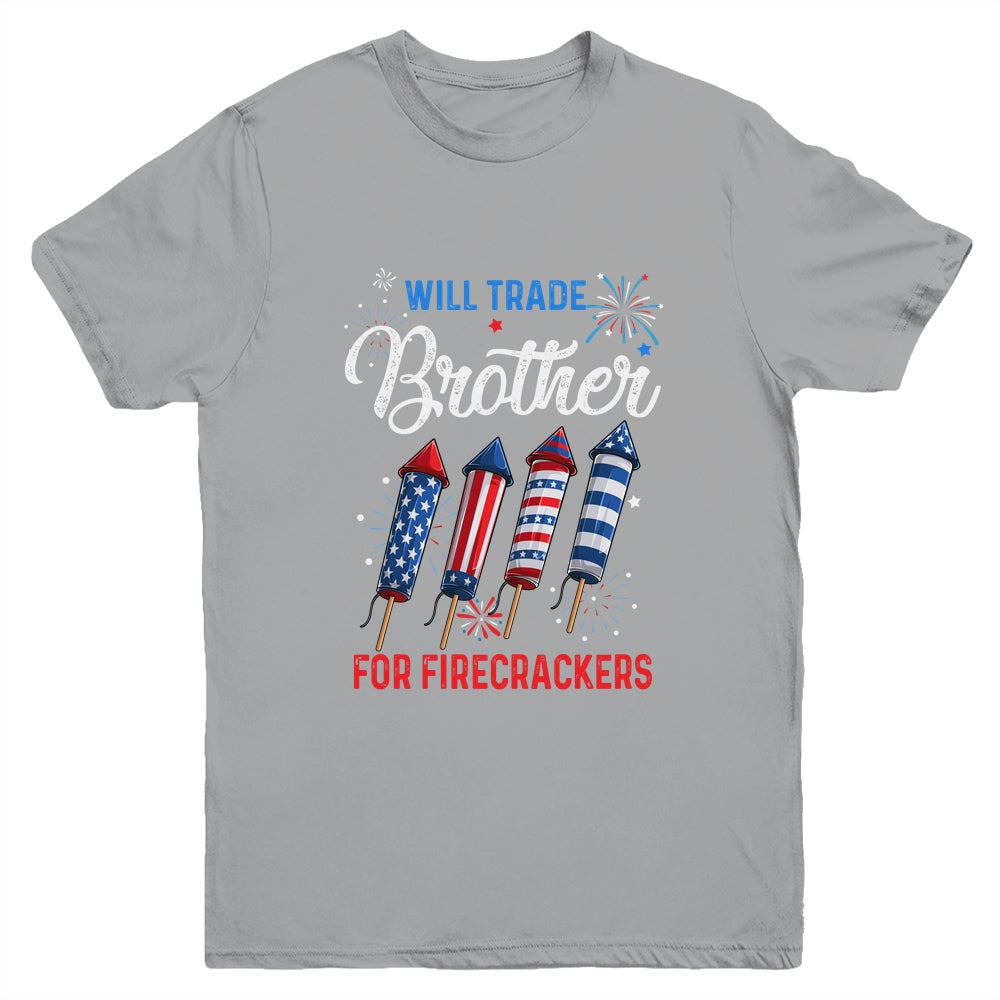 Trade Brother For Firecrackers Funny Girls 4th Of July Youth Shirt | teecentury