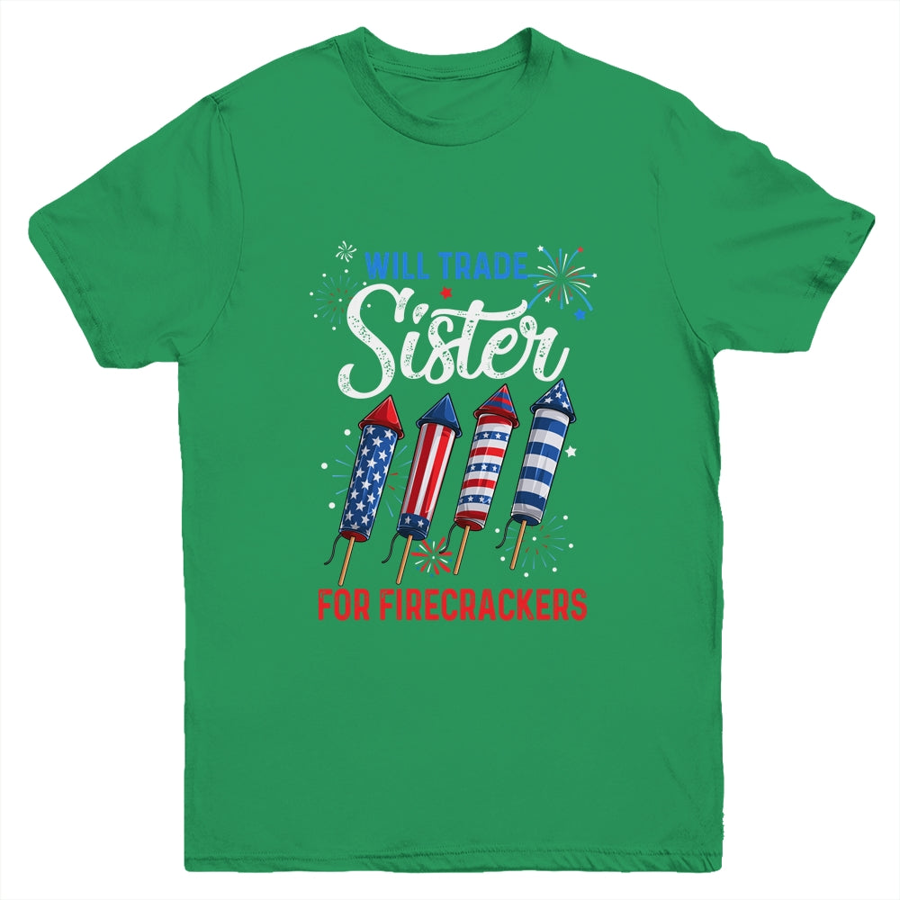 Trade Sister For Firecrackers Funny Boys 4th Of July Youth Shirt | teecentury