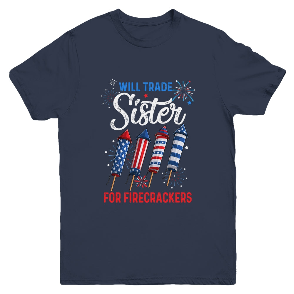 Trade Sister For Firecrackers Funny Boys 4th Of July Youth Shirt | teecentury