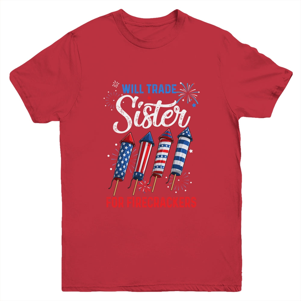 Trade Sister For Firecrackers Funny Boys 4th Of July Youth Shirt | teecentury