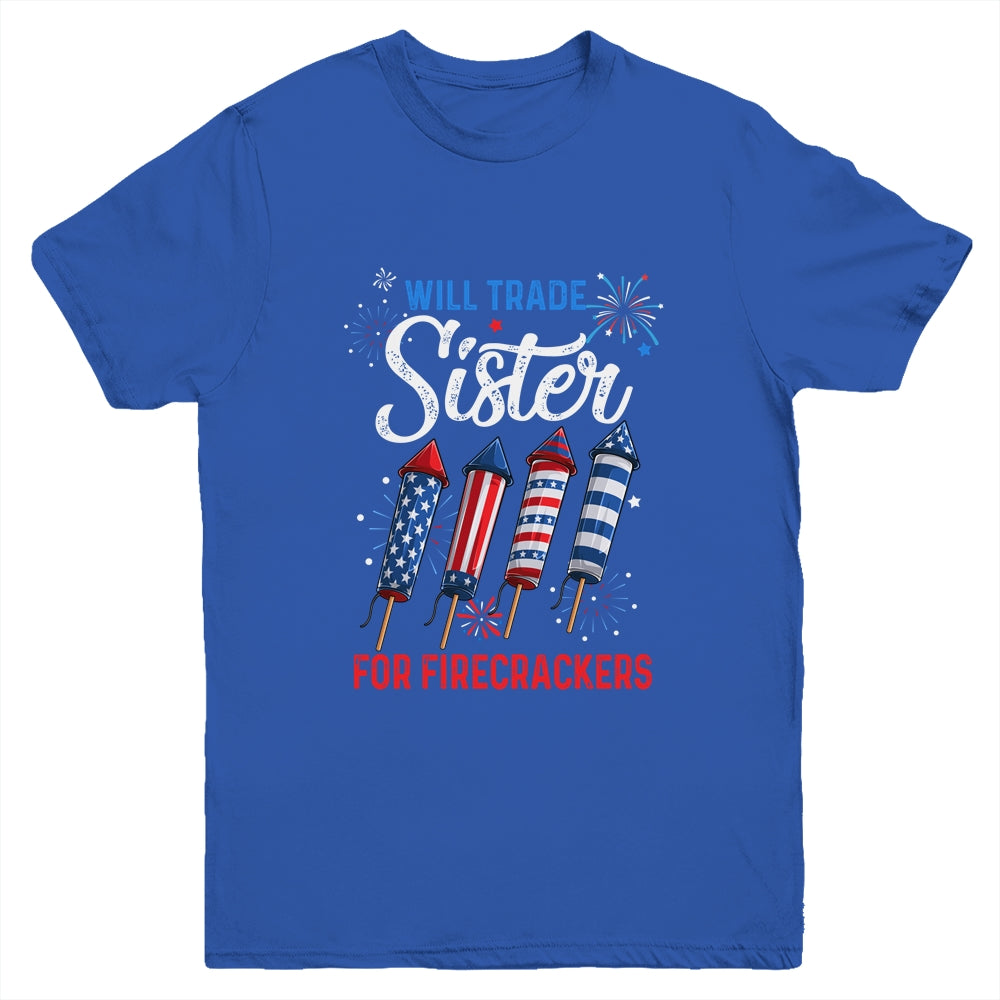 Trade Sister For Firecrackers Funny Boys 4th Of July Youth Shirt | teecentury
