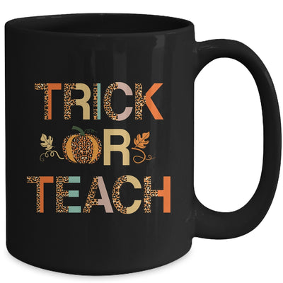 Trick Or Teach Cute Leopard Pumpkin Halloween Mug Coffee Mug | Teecentury.com