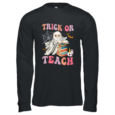 Trick Or Teach Floral Groovy Halloween Teacher Retro Ghost Shirt & Hoodie | teecentury