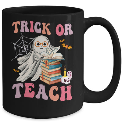 Trick Or Teach Floral Groovy Halloween Teacher Retro Ghost Mug | teecentury