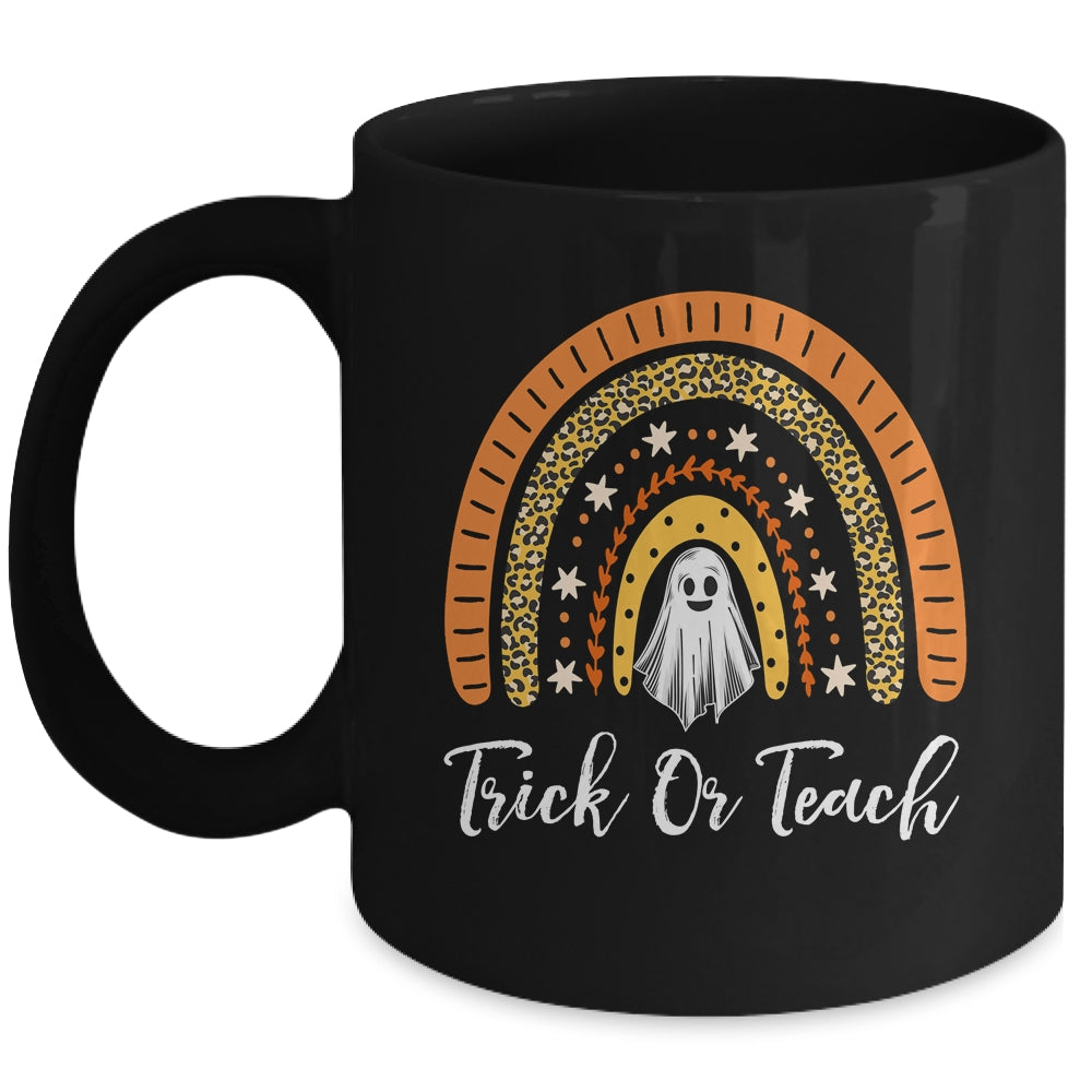Trick Or Teach Rainbow Leopard Ghost Teacher Halloween Mug | teecentury