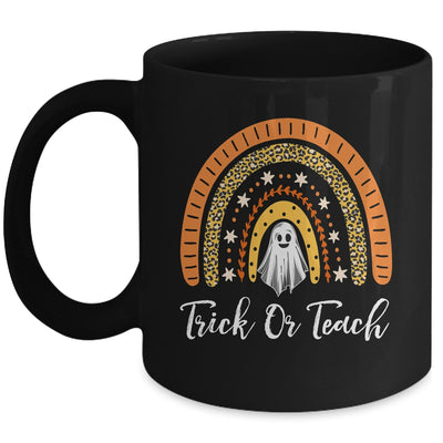 Trick Or Teach Rainbow Leopard Ghost Teacher Halloween Mug | teecentury