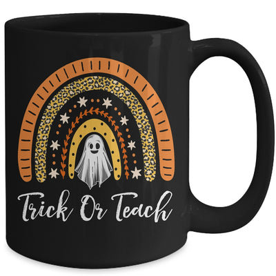 Trick Or Teach Rainbow Leopard Ghost Teacher Halloween Mug | teecentury