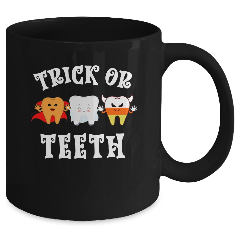 Trick Or Teeth Funny Dental Halloween Treat Dentist Mug | teecentury
