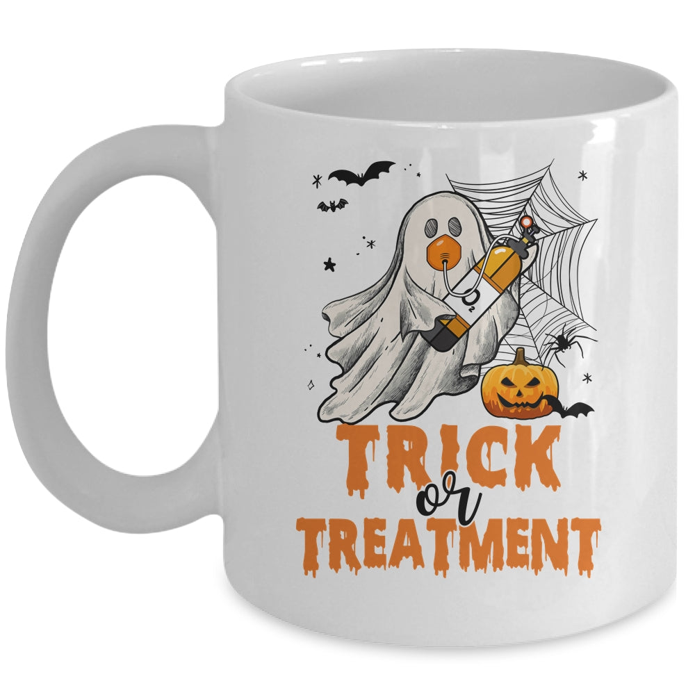 Trick Or Treatment Respiratory Therapist Halloween Nurse Mug | teecentury