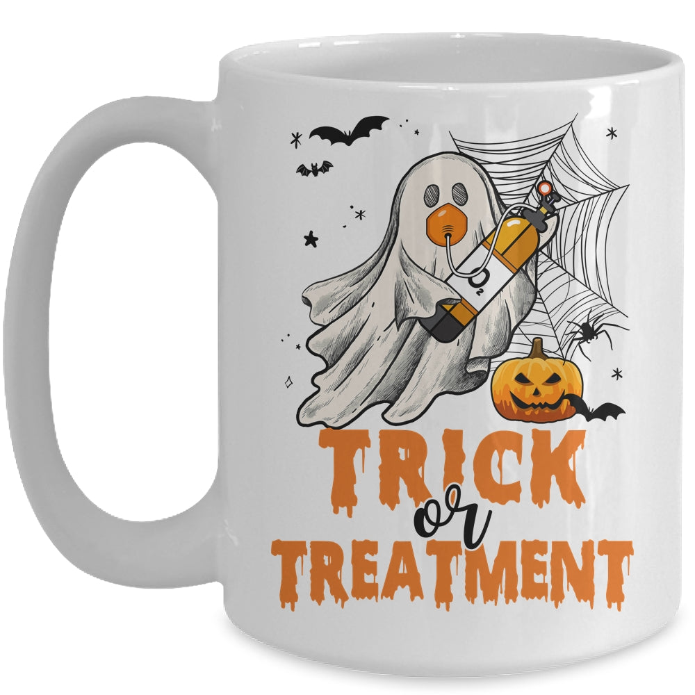 Trick Or Treatment Respiratory Therapist Halloween Nurse Mug | teecentury