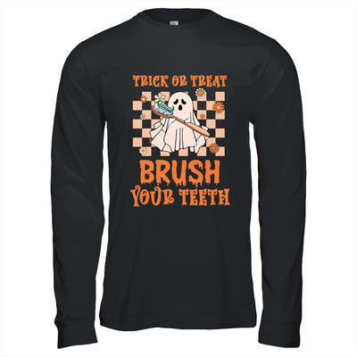 Trick or Treat Brush Your Teeth Dental Halloween Ghosh Funny Shirt & Hoodie | teecentury