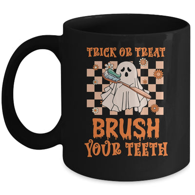 Trick or Treat Brush Your Teeth Dental Halloween Ghosh Funny Mug | teecentury