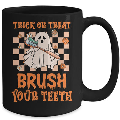 Trick or Treat Brush Your Teeth Dental Halloween Ghosh Funny Mug | teecentury