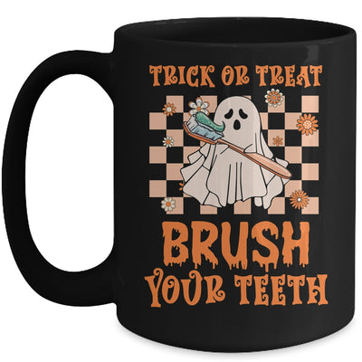 Trick or Treat Brush Your Teeth Dental Halloween Ghosh Funny Mug | teecentury