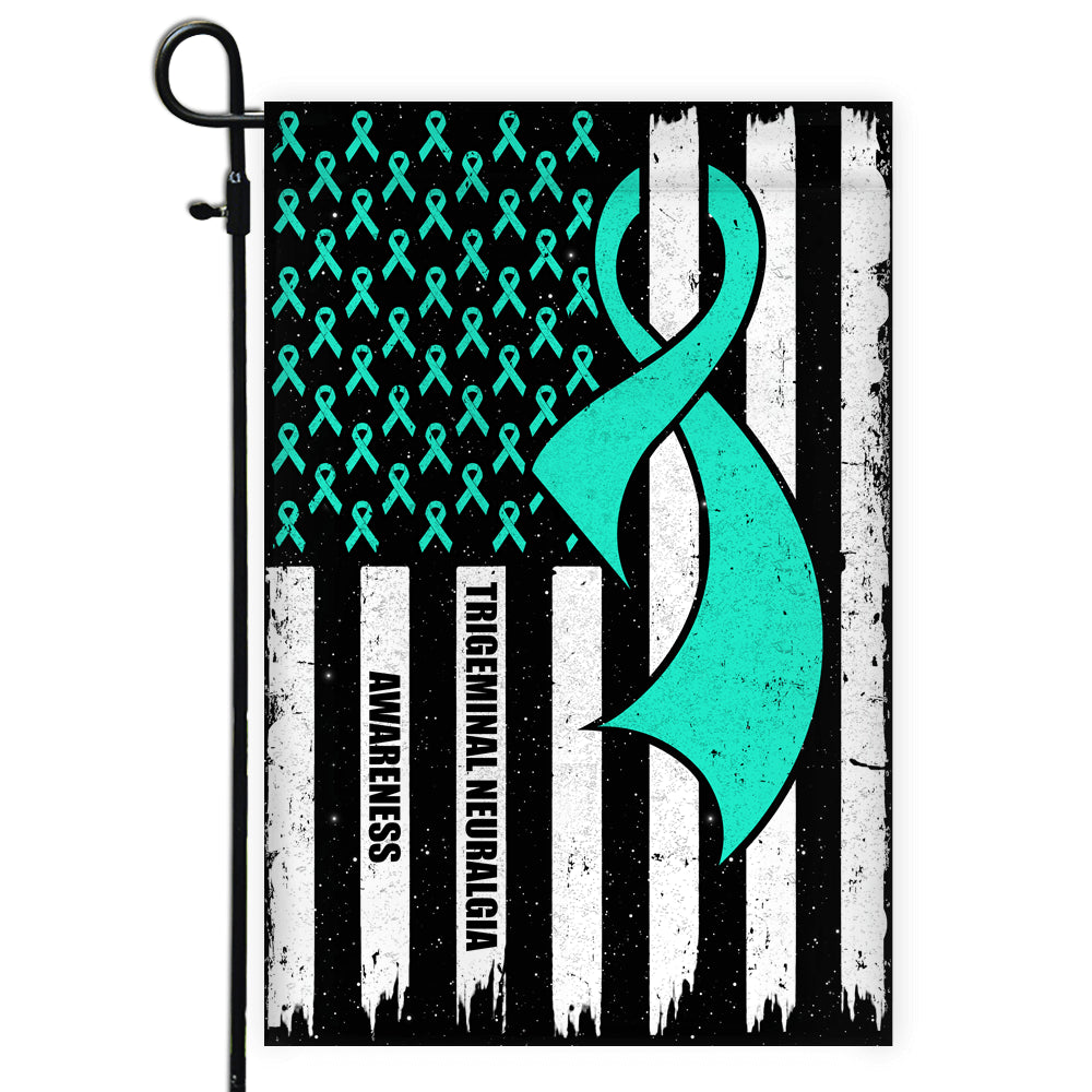 Trigeminal Neuralgia Awareness America Flag Teal Ribbon Flag | Teecentury.com