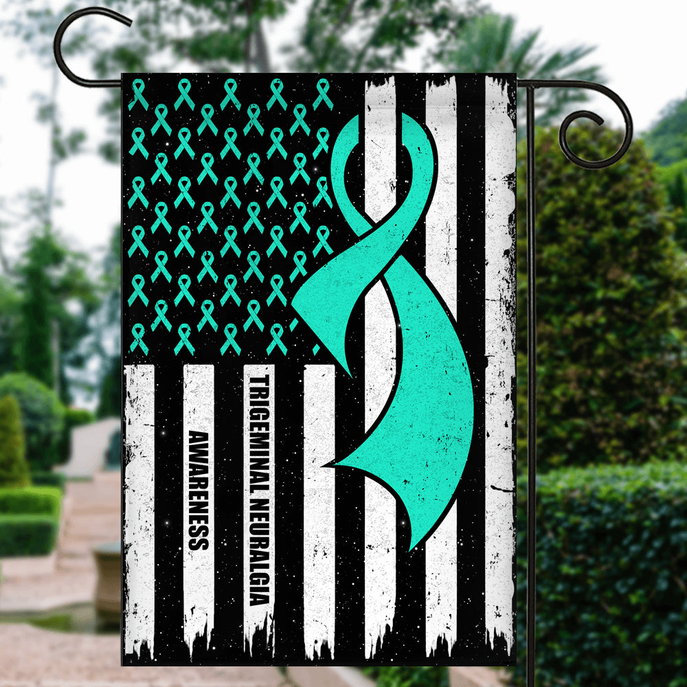 Trigeminal Neuralgia Awareness America Flag Teal Ribbon Flag | Teecentury.com