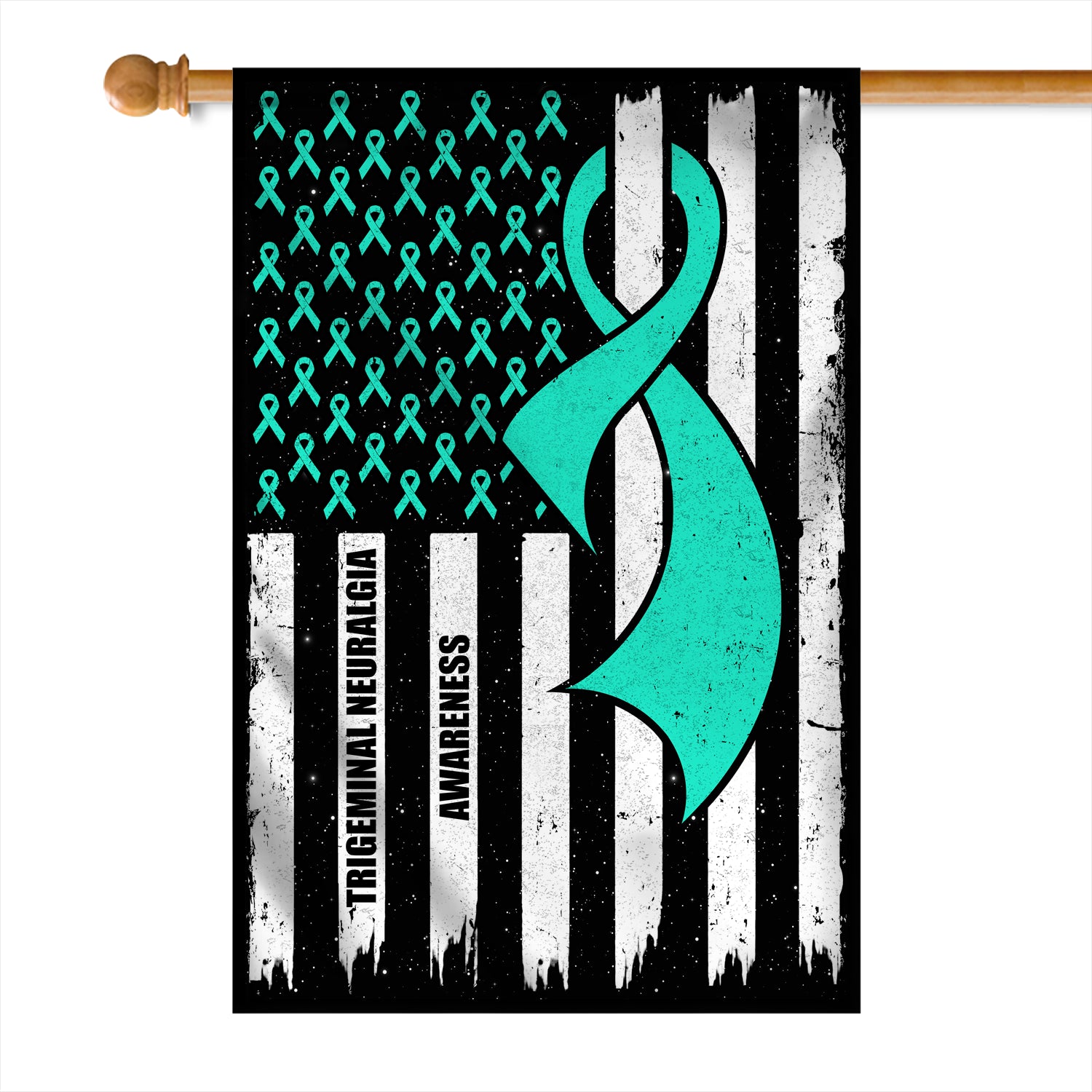 Trigeminal Neuralgia Awareness America Flag Teal Ribbon Flag | Teecentury.com