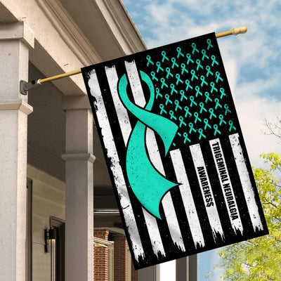 Trigeminal Neuralgia Awareness America Flag Teal Ribbon Flag | Teecentury.com