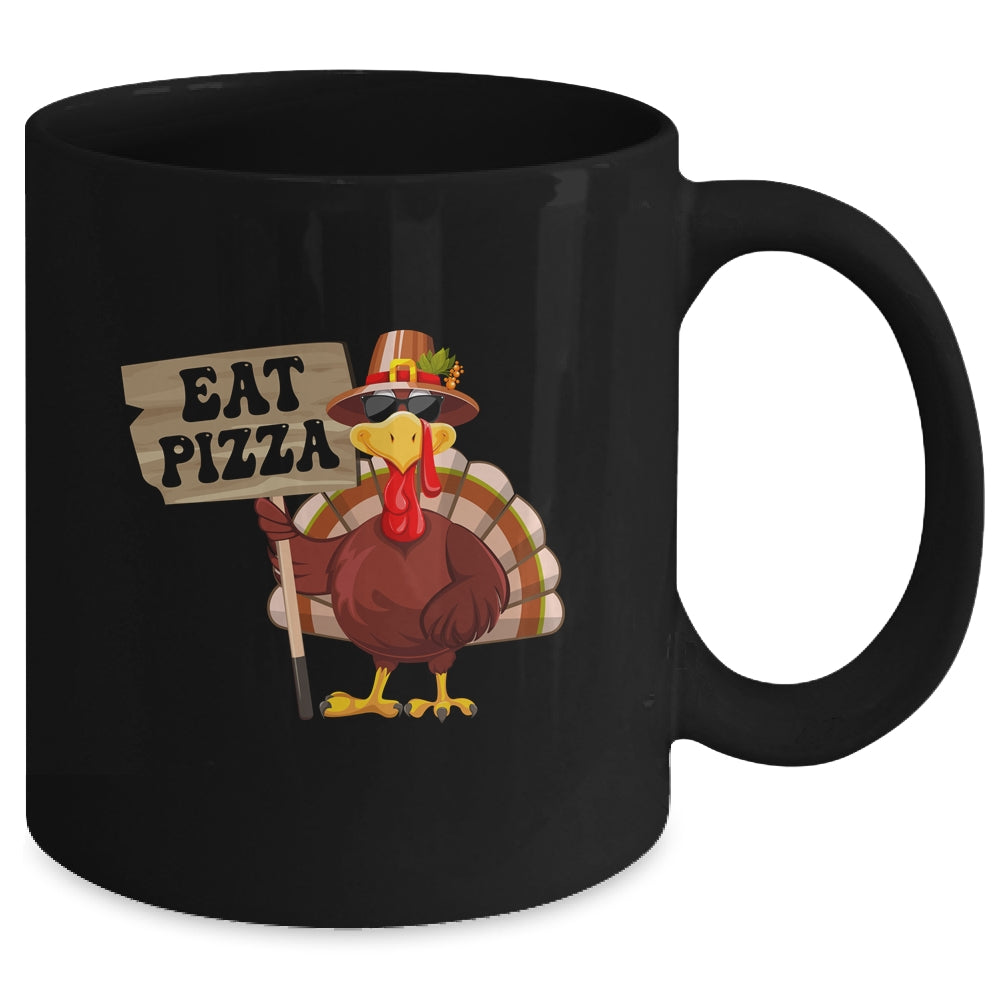 Turkey Eat Pizza Adult Vegan Kids Funny Thanksgiving Mug | teecentury