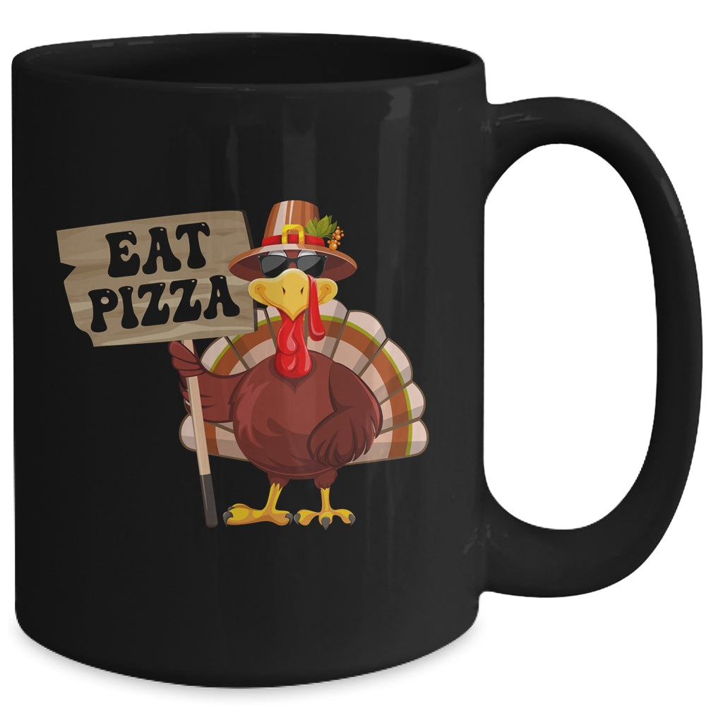 Turkey Eat Pizza Adult Vegan Kids Funny Thanksgiving Mug | teecentury