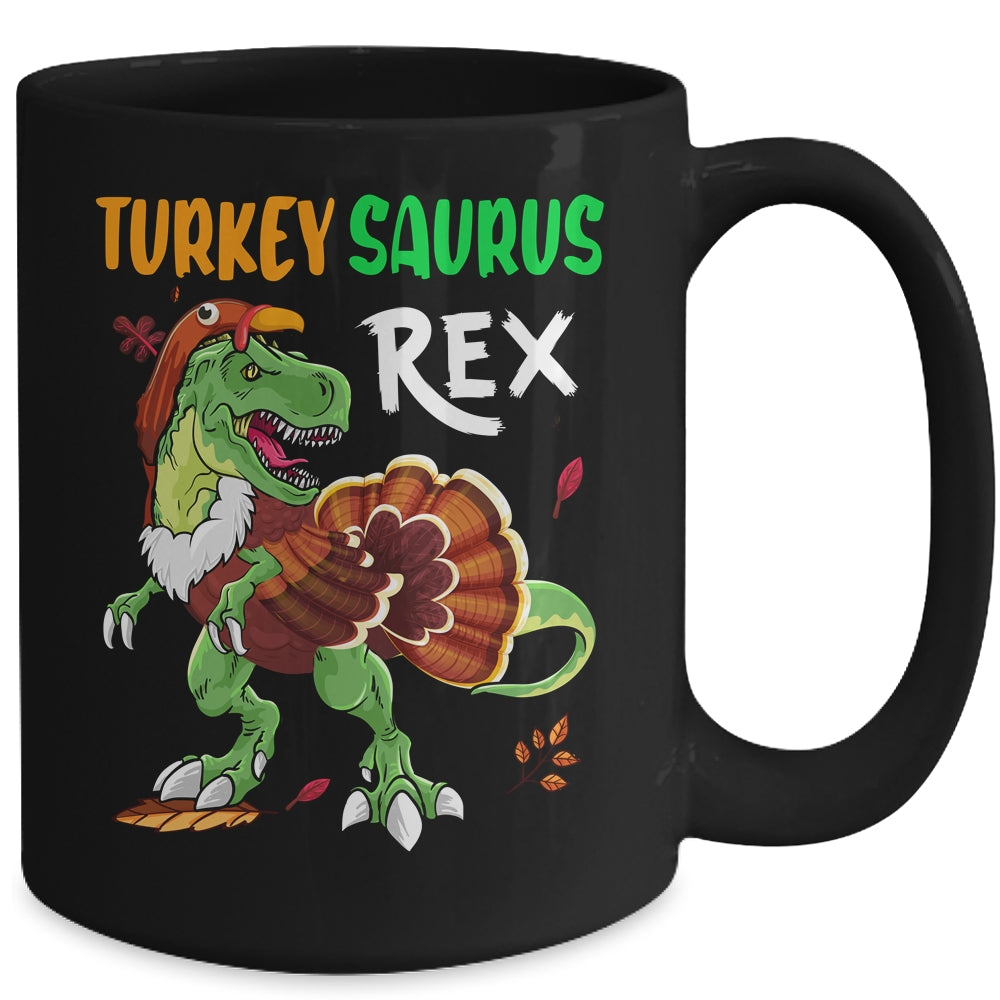 Turkey Saurus Rex Funny Dinosaur Trex Thanksgiving Boy Kids Mug | teecentury
