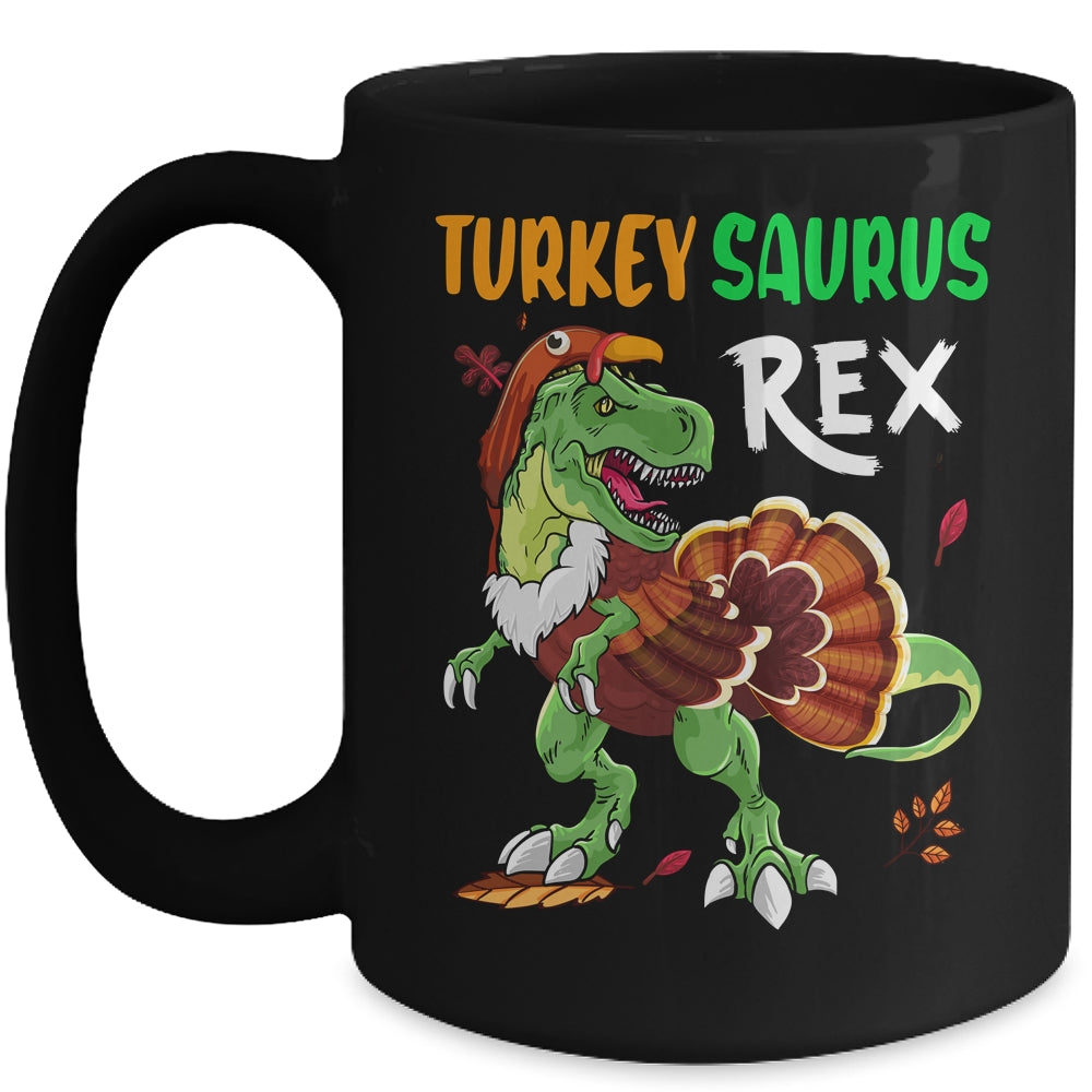 Turkey Saurus Rex Funny Dinosaur Trex Thanksgiving Boy Kids Mug | teecentury