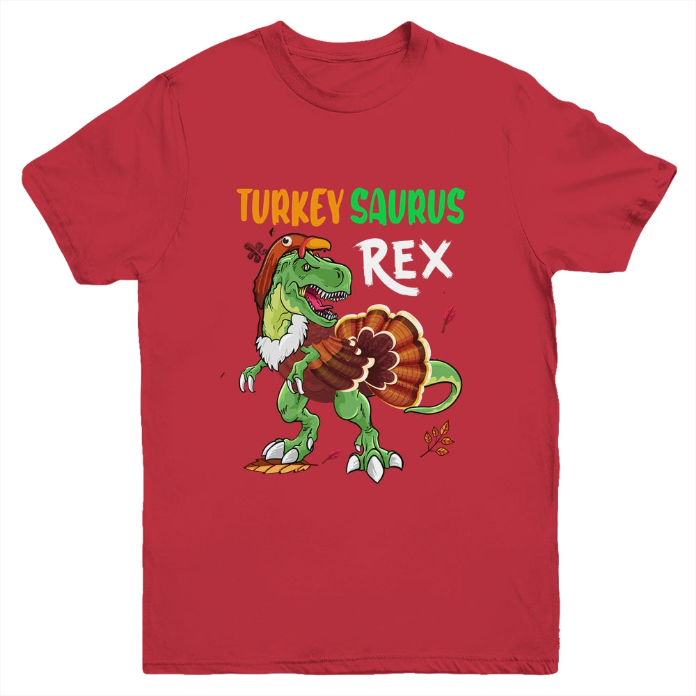 Turkey Saurus Rex Funny Dinosaur Trex Thanksgiving Boy Kids Youth Shirt | teecentury