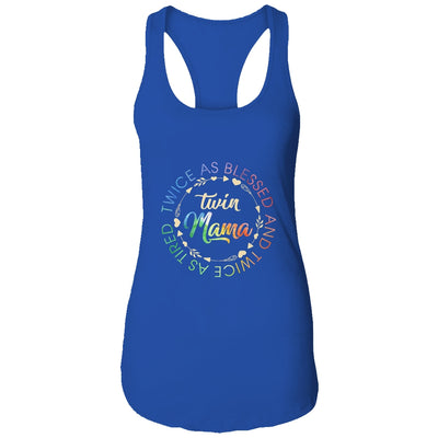 Twin Mama Twice As Blessed And Twice As Tired Funny Twin Mom T-Shirt & Tank Top | Teecentury.com