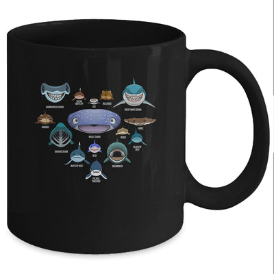 Types Of Shark Faces Shark Heart Lover Gift Mug Coffee Mug | Teecentury.com