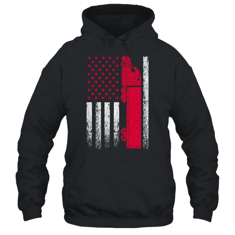 US American Flag Semi Truck Driver 18 Wheeler Trucker Gift T-Shirt & Hoodie | Teecentury.com