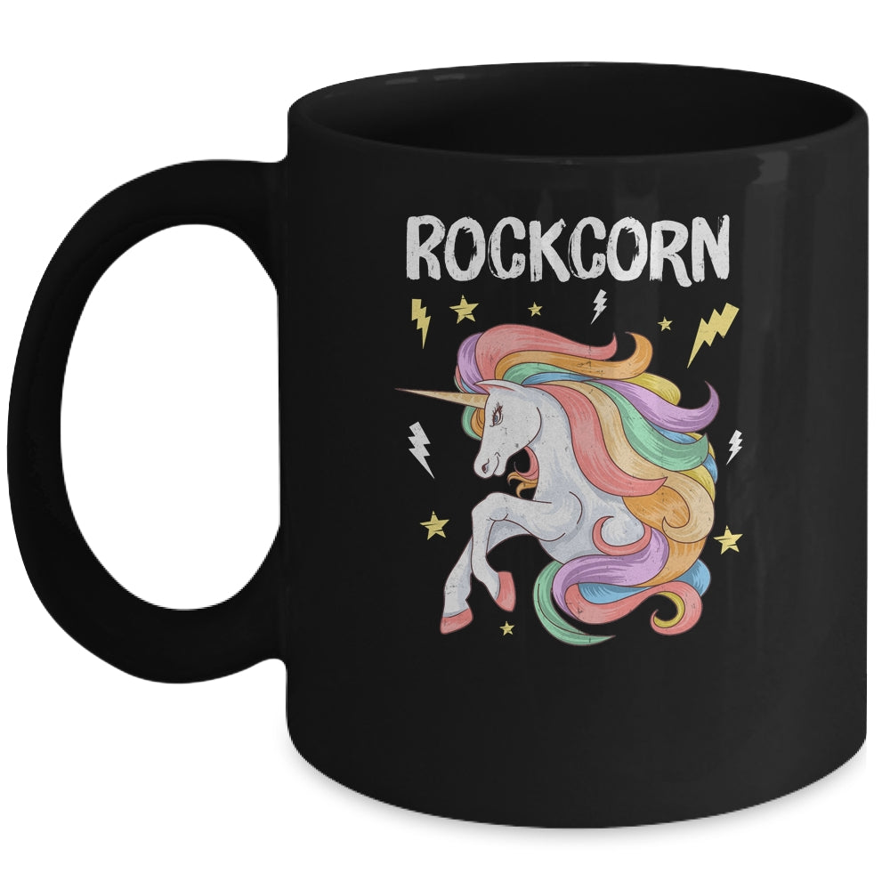 Unicorn And Rock Rockcorn Funny Unicorn Rock Guitar Music Mug | teecentury