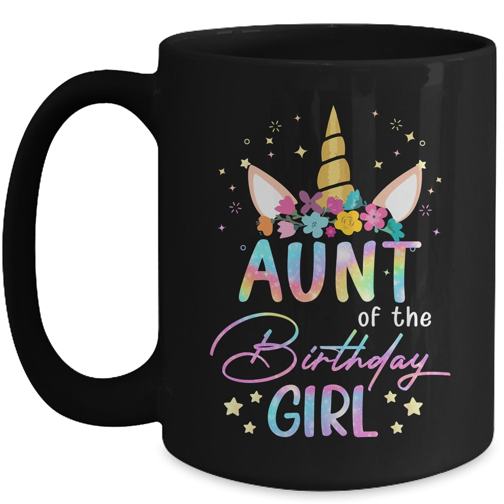 Unicorn Aunt Of The Birthday Girl Unicorn Flower Birthday Mug | teecentury