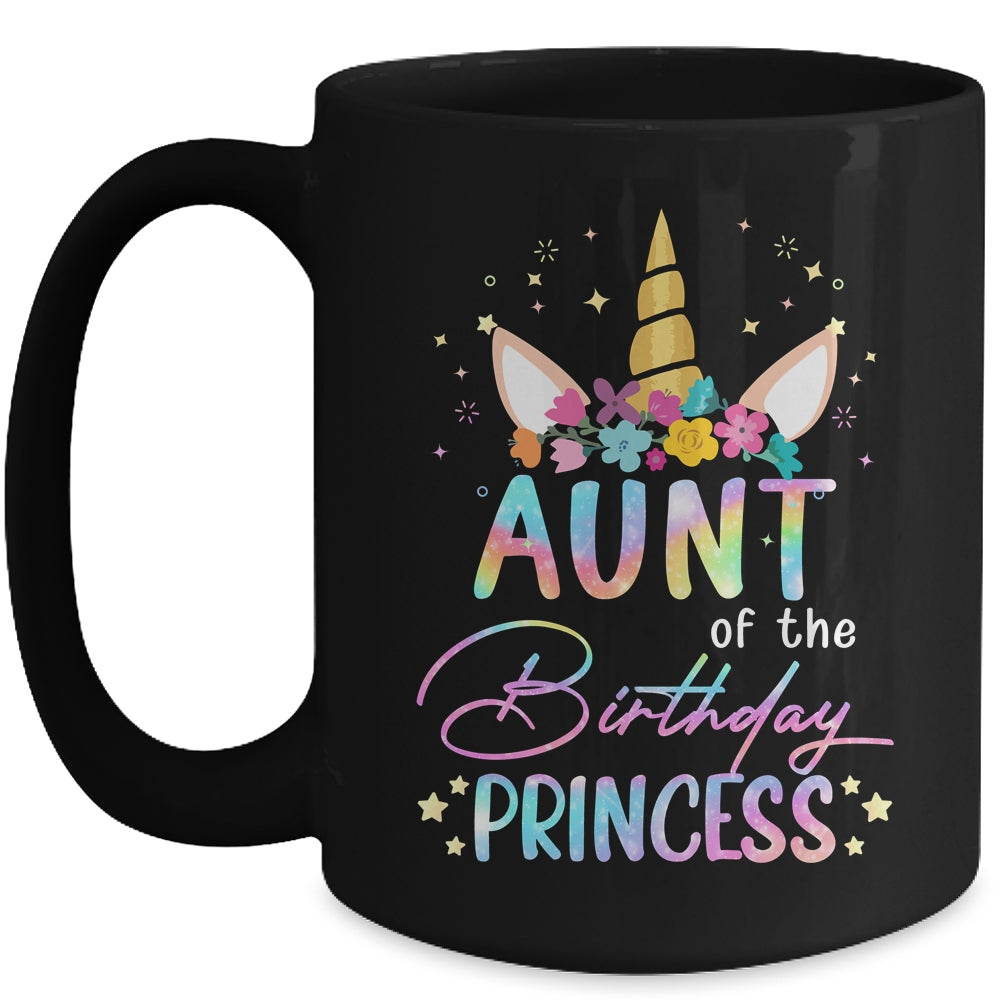 Unicorn Aunt Of The Birthday Princess Unicorn Flower Birthday Mug | teecentury