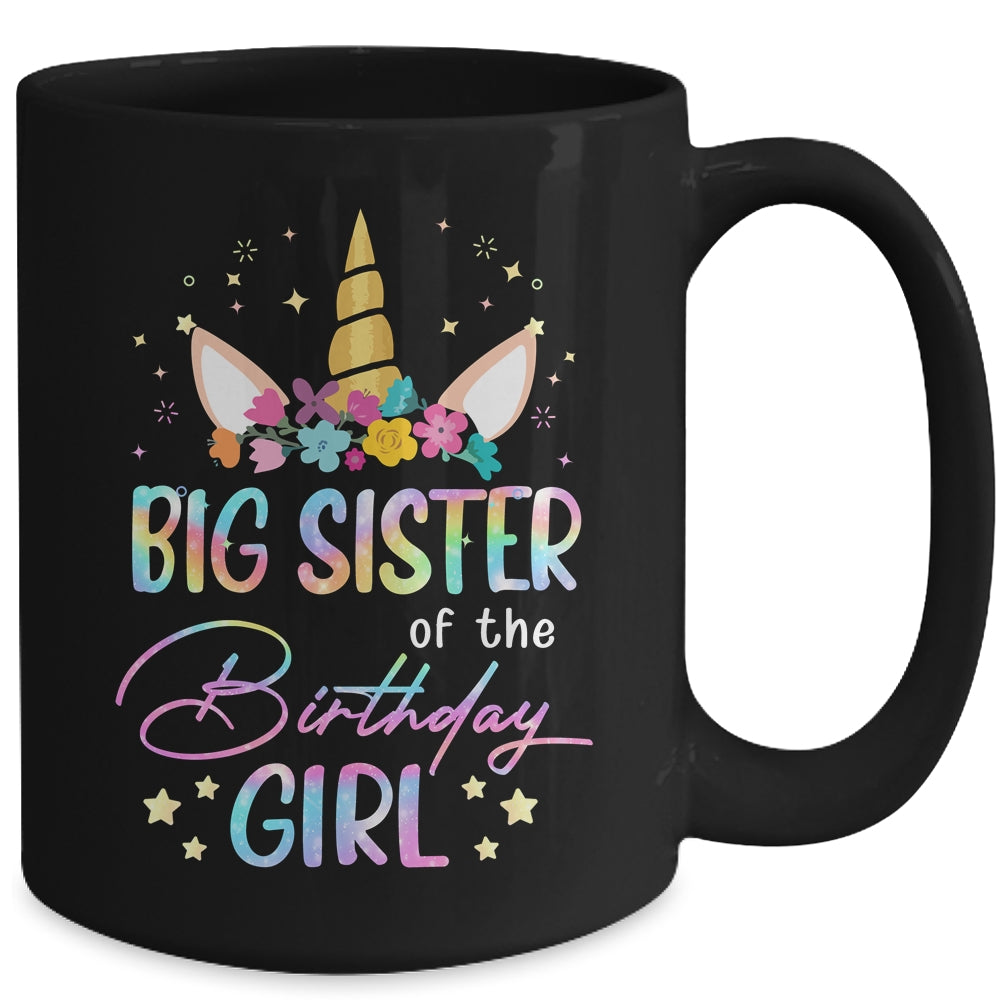 Unicorn Big Sister Of The Birthday Girl Unicorn Flower Birthday Mug | teecentury