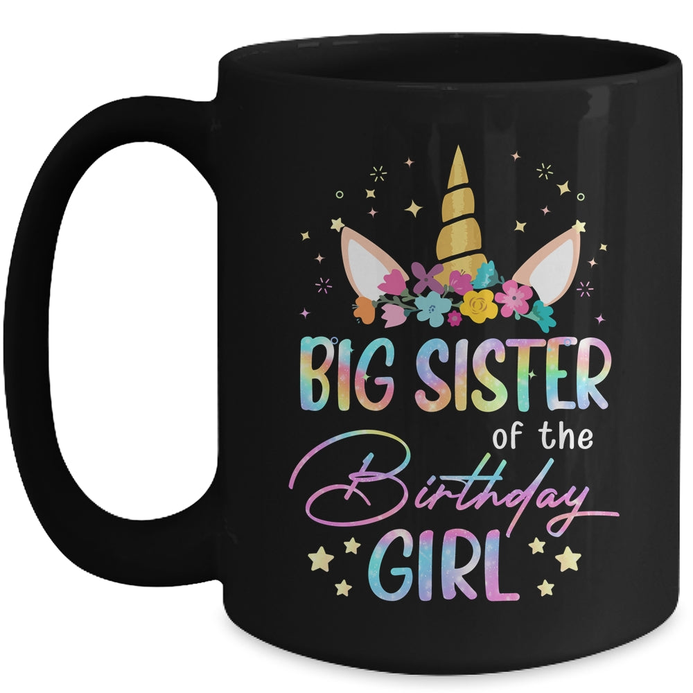 Unicorn Big Sister Of The Birthday Girl Unicorn Flower Birthday Mug | teecentury