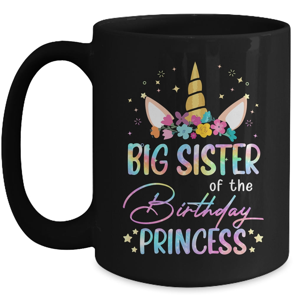 Unicorn Big Sister Of The Birthday Princess Unicorn Flower Birthday Mug | teecentury