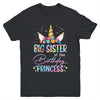 Unicorn Big Sister Of The Birthday Princess Unicorn Flower Birthday Youth Shirt | teecentury