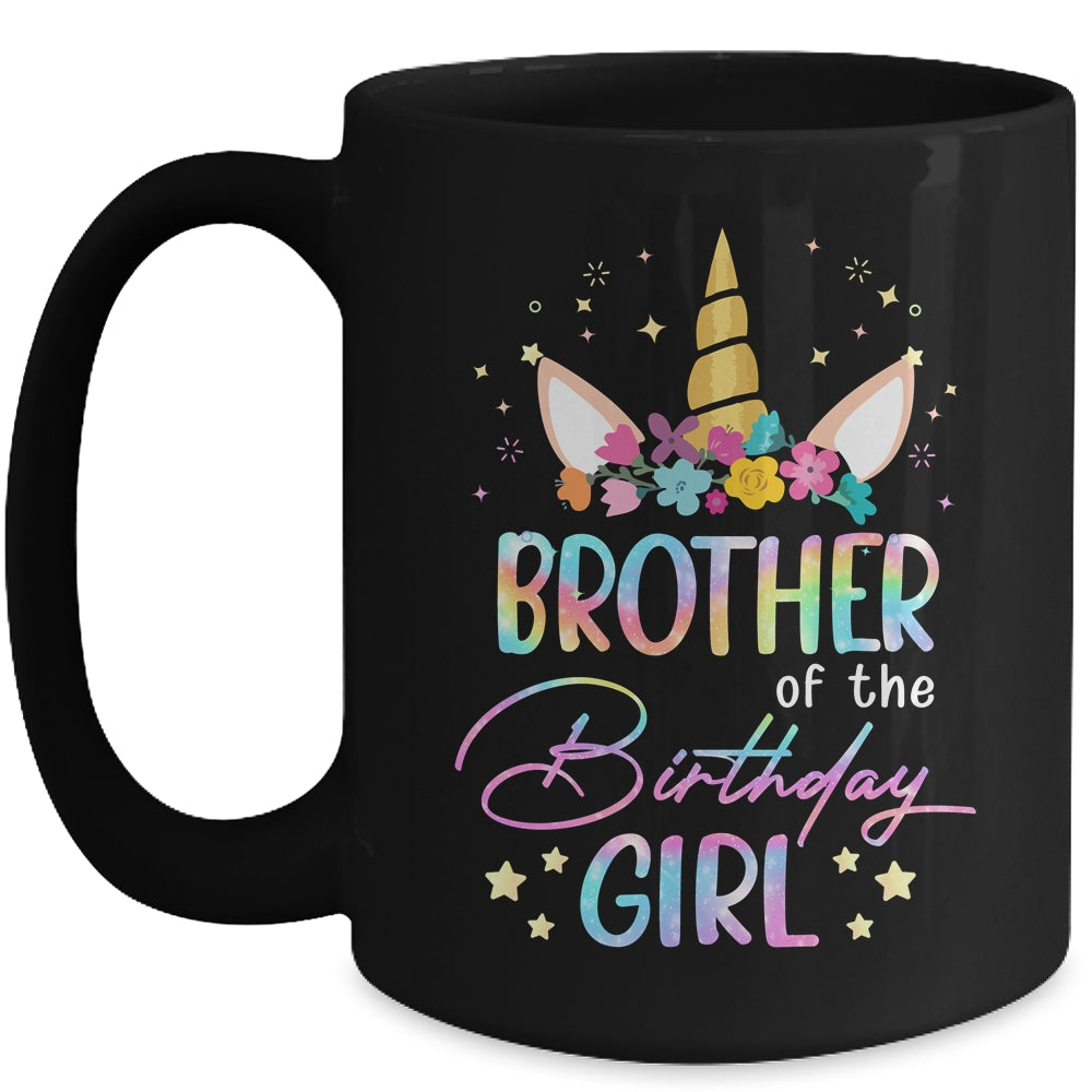 Unicorn Brother Of The Birthday Girl Unicorn Flower Birthday Mug | teecentury