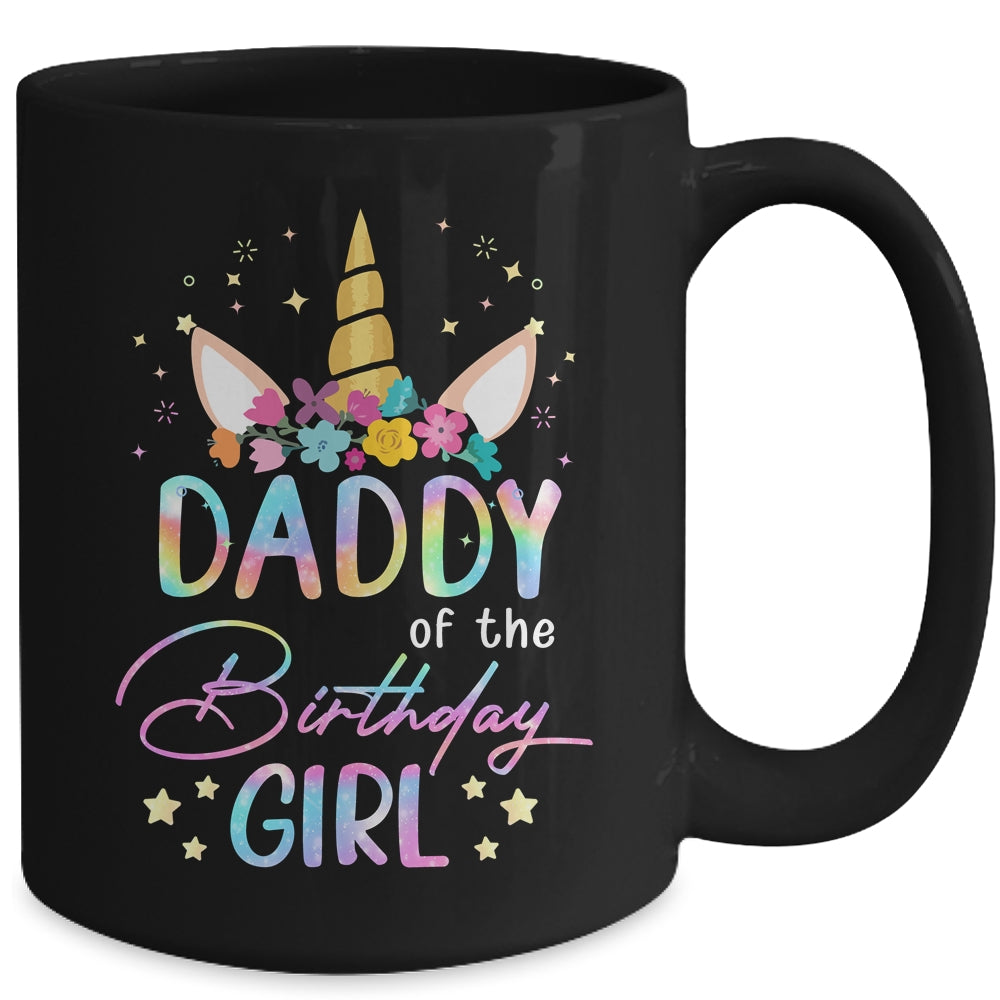 Unicorn Daddy Of The Birthday Girl Unicorn Flower Birthday Mug | teecentury