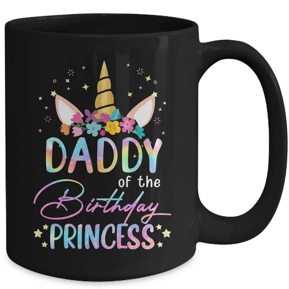 Unicorn Daddy Of The Birthday Princess Unicorn Flower Birthday Mug | teecentury