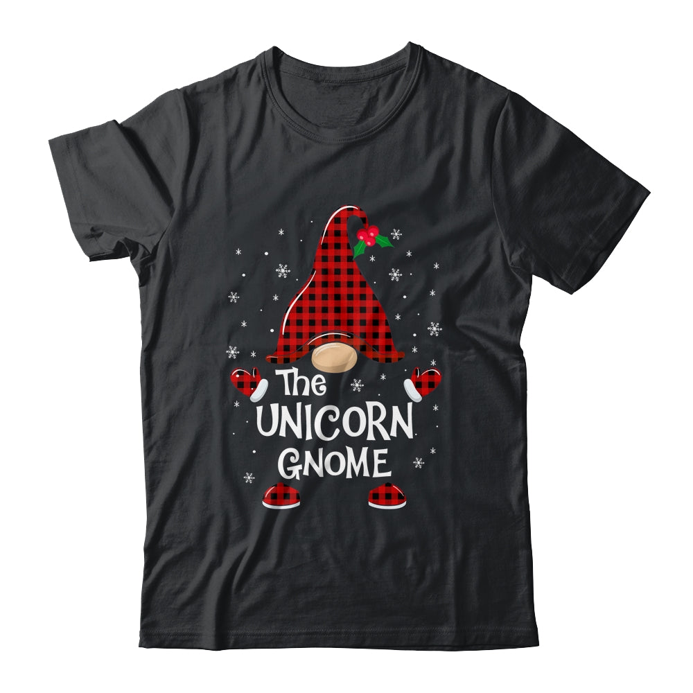 Unicorn Gnome Buffalo Plaid Matching Christmas Pajama Gift T-Shirt & Sweatshirt | Teecentury.com