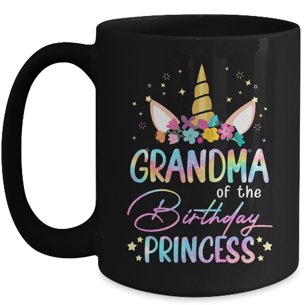 Unicorn Grandma Of The Birthday Princess Unicorn Flower Birthday Mug | teecentury